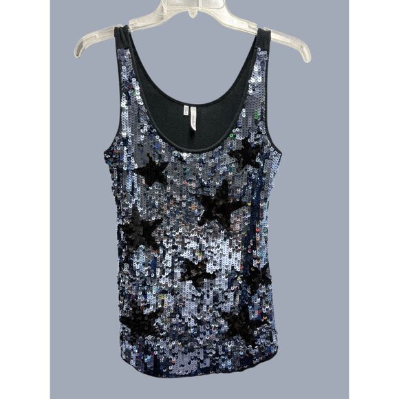 Studio Y Women's Black Sequin Star Tank Top - Picture 4 of 10